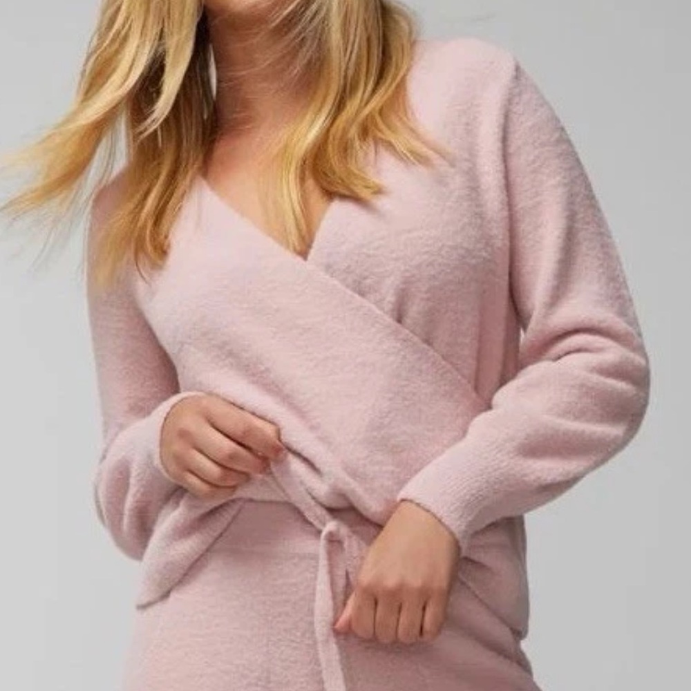 Soma Plush Cozy Surplice Long Sleeve Top in Vintage Pink Size XL